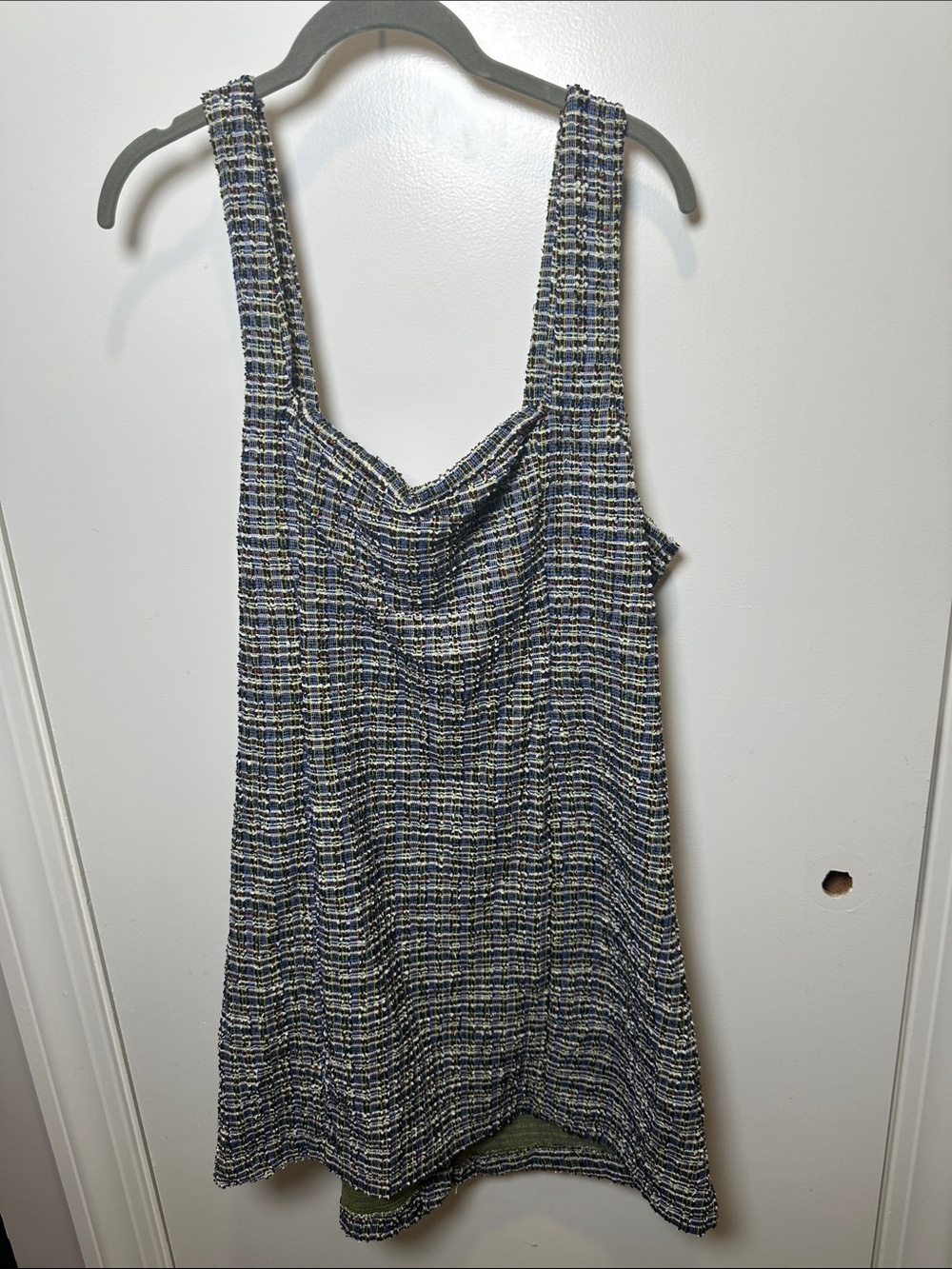 Free People Blue Green Multi Plaid Tank dress (101)